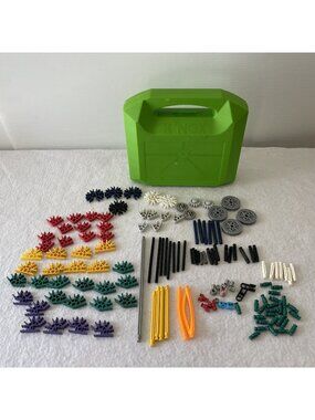 K'NEX KNEX Stem Green Hard Carrying Case 141 Piece Lot Storage Box Building Kids